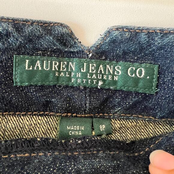 Vintage Ralph Lauren Jeans Co Dark Denim Gold Button Pencil Skirt Womens 8P - Picture 8 of 11